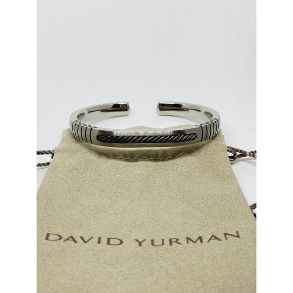 Rare Retired DY David Yurman Titanium 925 ￼ Thoroughbred Cable Cuff bracelet - Picture 1 of 8